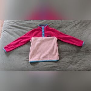 Lands' End Kids Fleece Sweatshirt - Pink and Cream